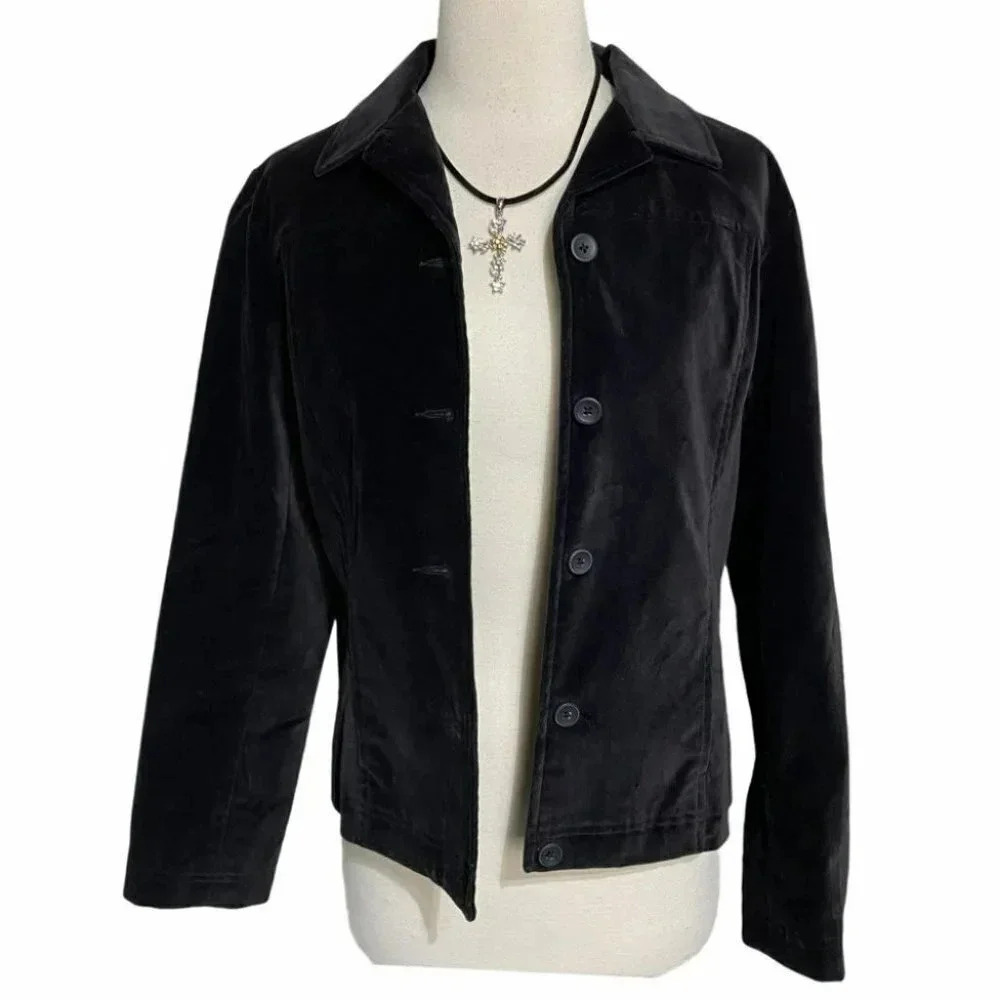 Talbots stretch 6 black‎ velvet blazer